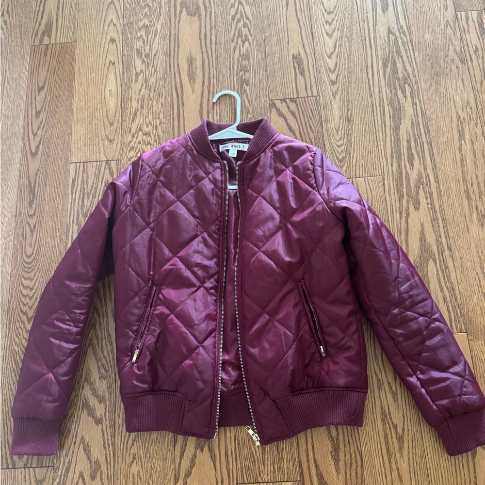 Maroon Quilted Bomber Jacket size S